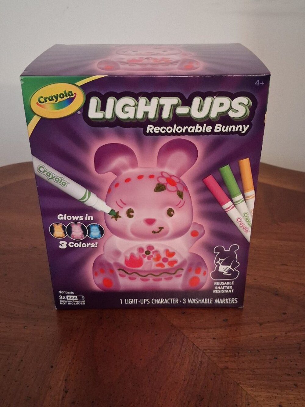 NIB Crayola Light-Ups Recolorable Bunny Reusable and Shatter Resistant Glows